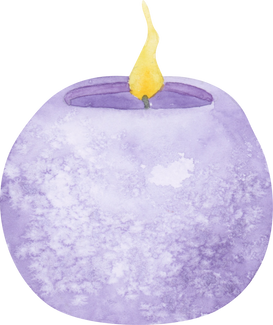 Purple lavender candle watercolor illustration